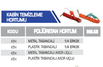 KABİN TEMİZLEME HORTUMU
